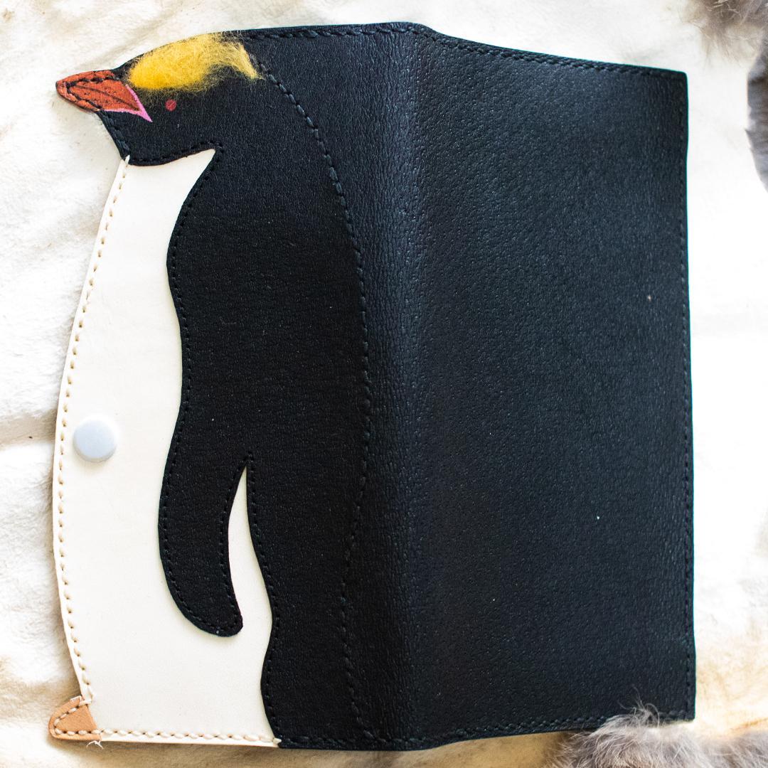 ペンギン(Macaroni Penguin)デザイン 牛革豚革レザー・長札入財布
