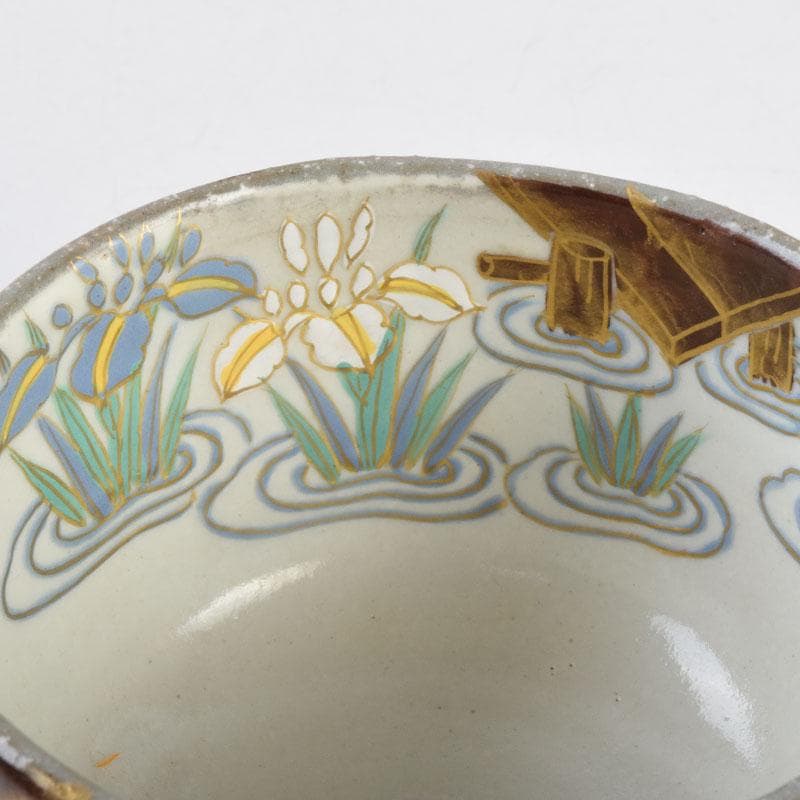 茶道具　京焼　加藤如水作　乾山写　八つ橋文　茶碗　共布共箱　C　9065